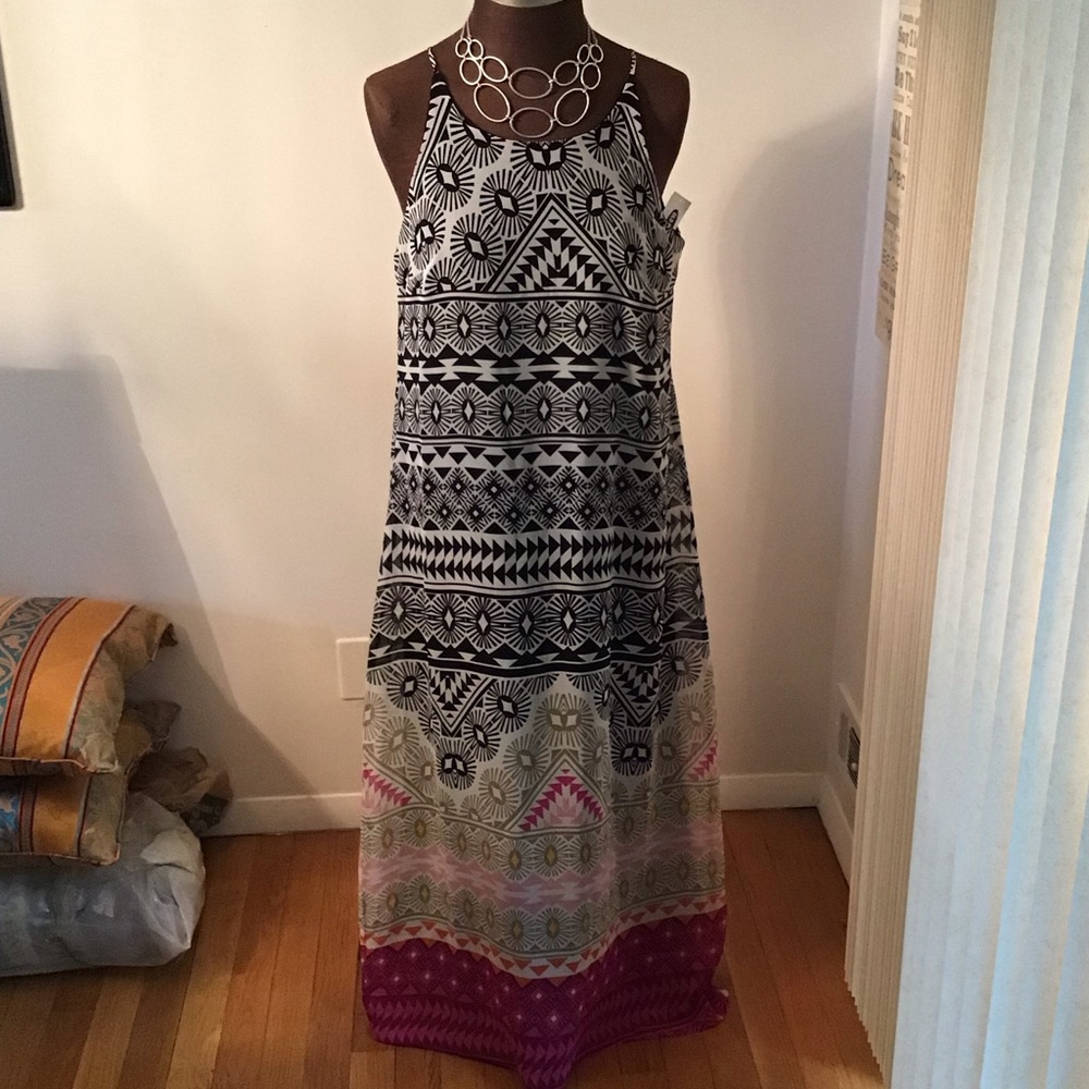 Old Navy Geometric Halter Long-Maxi Boho-Dress NWT